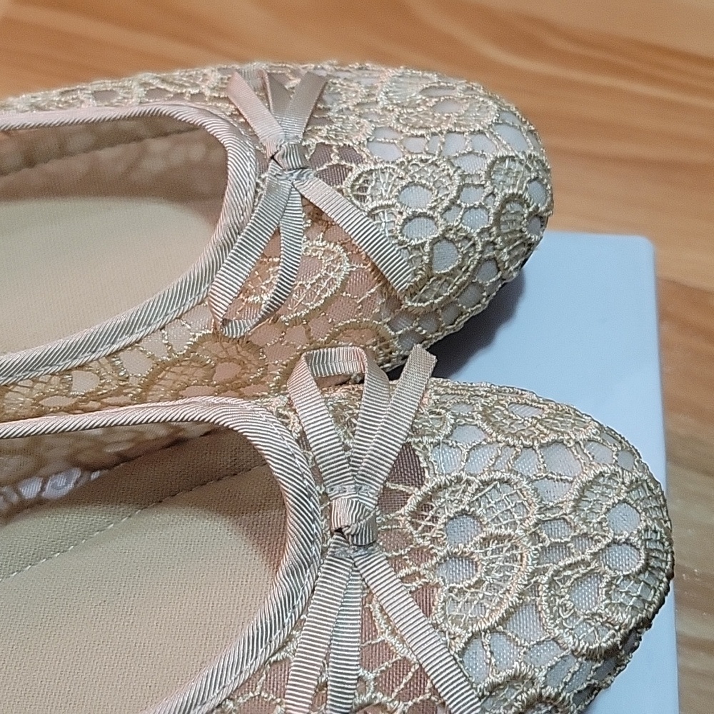 Nude Lace Ballet Crochet Flats - Picture 3 of 5
